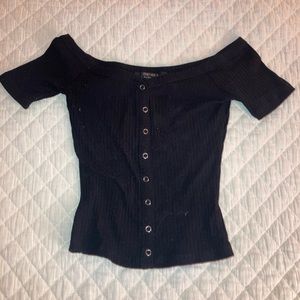 Off The Shoulder Black Crop Top